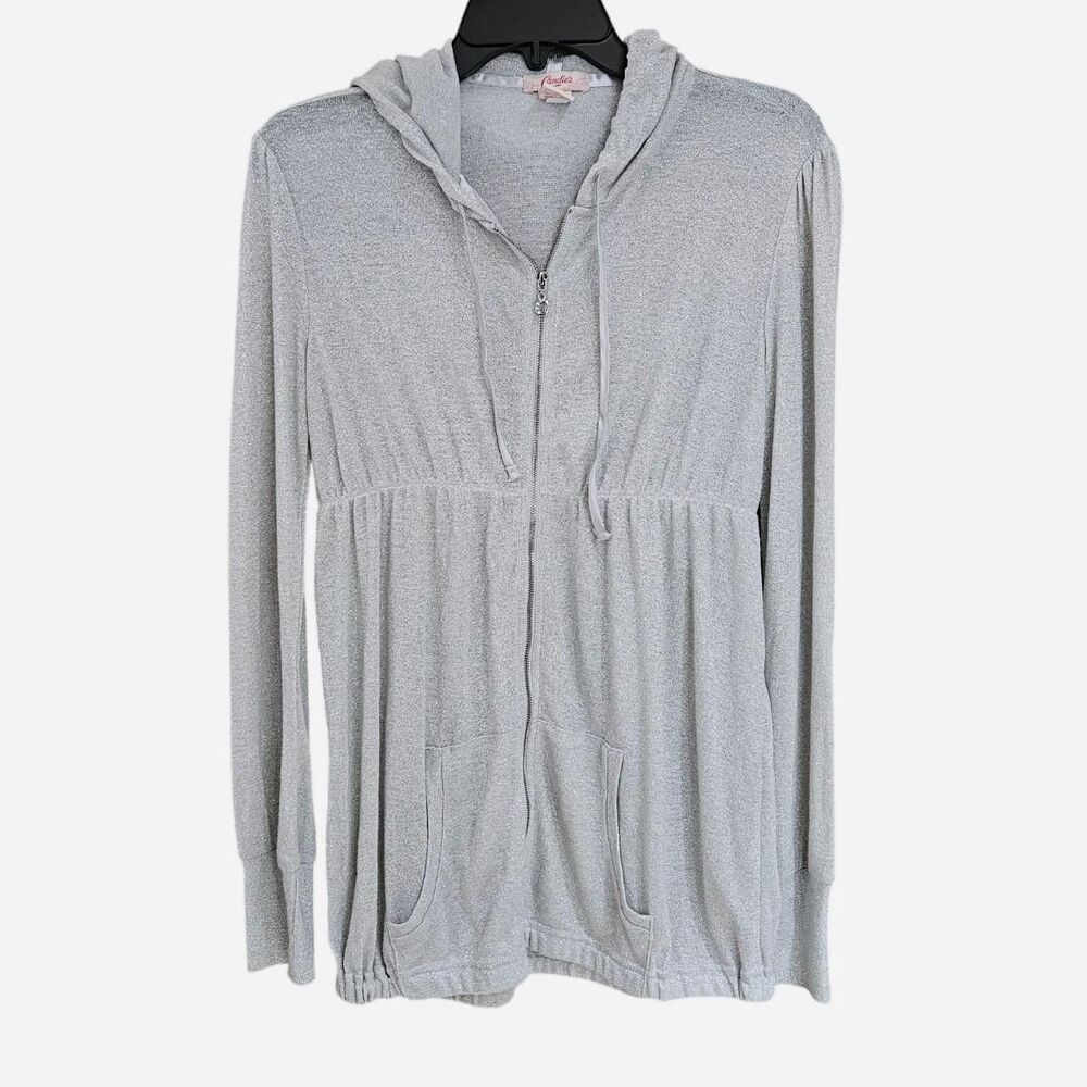 y2k mcbling gyaru silver metallic long hoodie